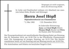 Traueranzeige Josef Höpfl