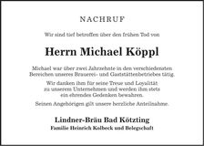 Traueranzeige Michael Köppl