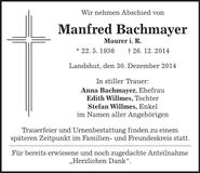 Traueranzeige Manfred Bachmayer