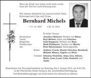 Traueranzeige Bernhard Michels