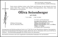Traueranzeige Oliva Seisenberger