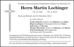 Traueranzeige Martin Lochinger