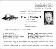 Traueranzeige Franz Stöberl