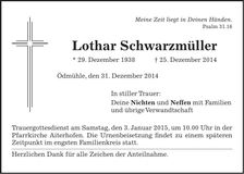 Traueranzeige Lothar Schwarzmüller