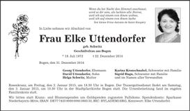 Traueranzeige Elke Uttendorfer