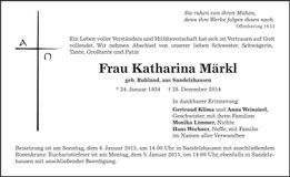 Traueranzeige Katharina Märkl