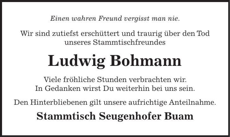 Traueranzeige Ludwig Bohmann