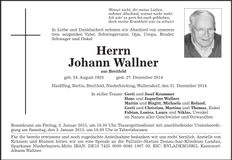 Traueranzeige Johann Wallner