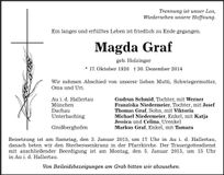 Traueranzeige Magda Graf
