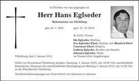 Traueranzeige Hans Eglseder