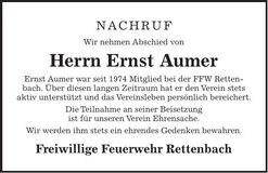 Traueranzeige Ernst Aumer