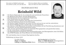 Traueranzeige Reinhold Wild