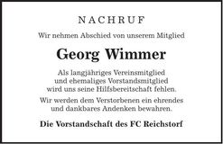 Traueranzeige Georg Wimmer