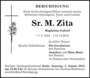 Traueranzeige Magdalena Gabriel