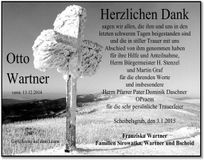 Traueranzeige Otto Wartner