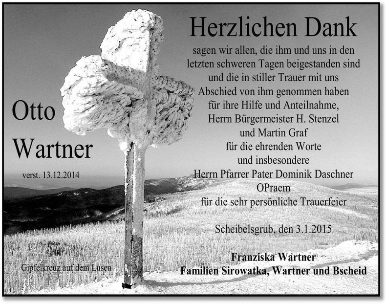 Traueranzeige Otto Wartner