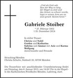 Traueranzeige Gabriele Stoiber