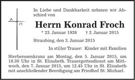 Traueranzeige Konrad Froch