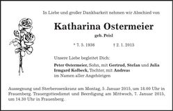Traueranzeige Kathrina Ostermeier