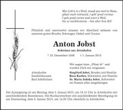 Traueranzeige Anton Jobst
