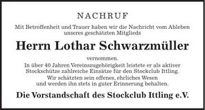 Traueranzeige Lothar Schwarzmüller