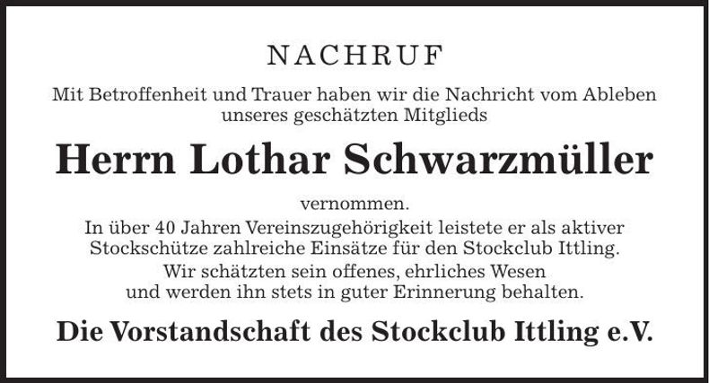 Traueranzeige Lothar Schwarzmüller