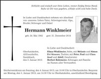 Traueranzeige Hermann Winklmeier