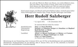 Traueranzeige Rudolf Salzberger