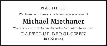 Traueranzeige Michael Miethaner