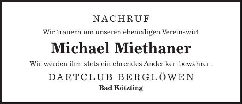 Traueranzeige Michael Miethaner