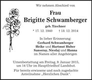Traueranzeige Brigitte Schwamberger