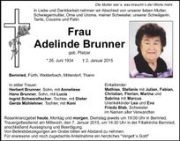 Traueranzeige Adelinde Brunner