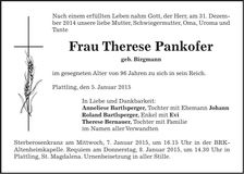 Traueranzeige Therese Pankofer