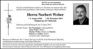 Traueranzeige Norbert Weber
