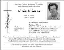Traueranzeige Alois Flieser