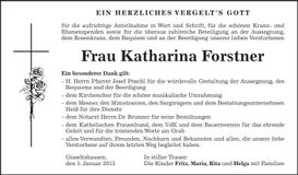 Traueranzeige Katharina Forstner
