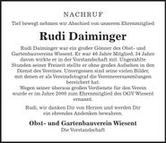 Traueranzeige Rudi Daiminger
