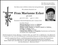 Traueranzeige Marianne Ecker