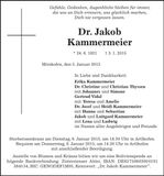 Traueranzeige Jakob Dr. Kammermeier