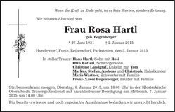 Traueranzeige Rosa Hartl