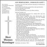 Traueranzeige Thomas Wanninger