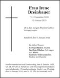 Traueranzeige Irene Breinbauer