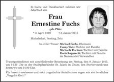 Traueranzeige Ernestine Fuchs