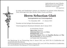 Traueranzeige Sebastian Glatt