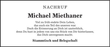 Traueranzeige Michael Miethander