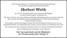 Traueranzeige Herbert Wirth