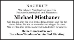 Traueranzeige Michael Miethaner