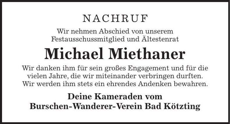Traueranzeige Michael Miethaner