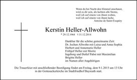Traueranzeige Kerstin Heller-Allwohn