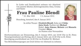 Traueranzeige Pauline Blendl